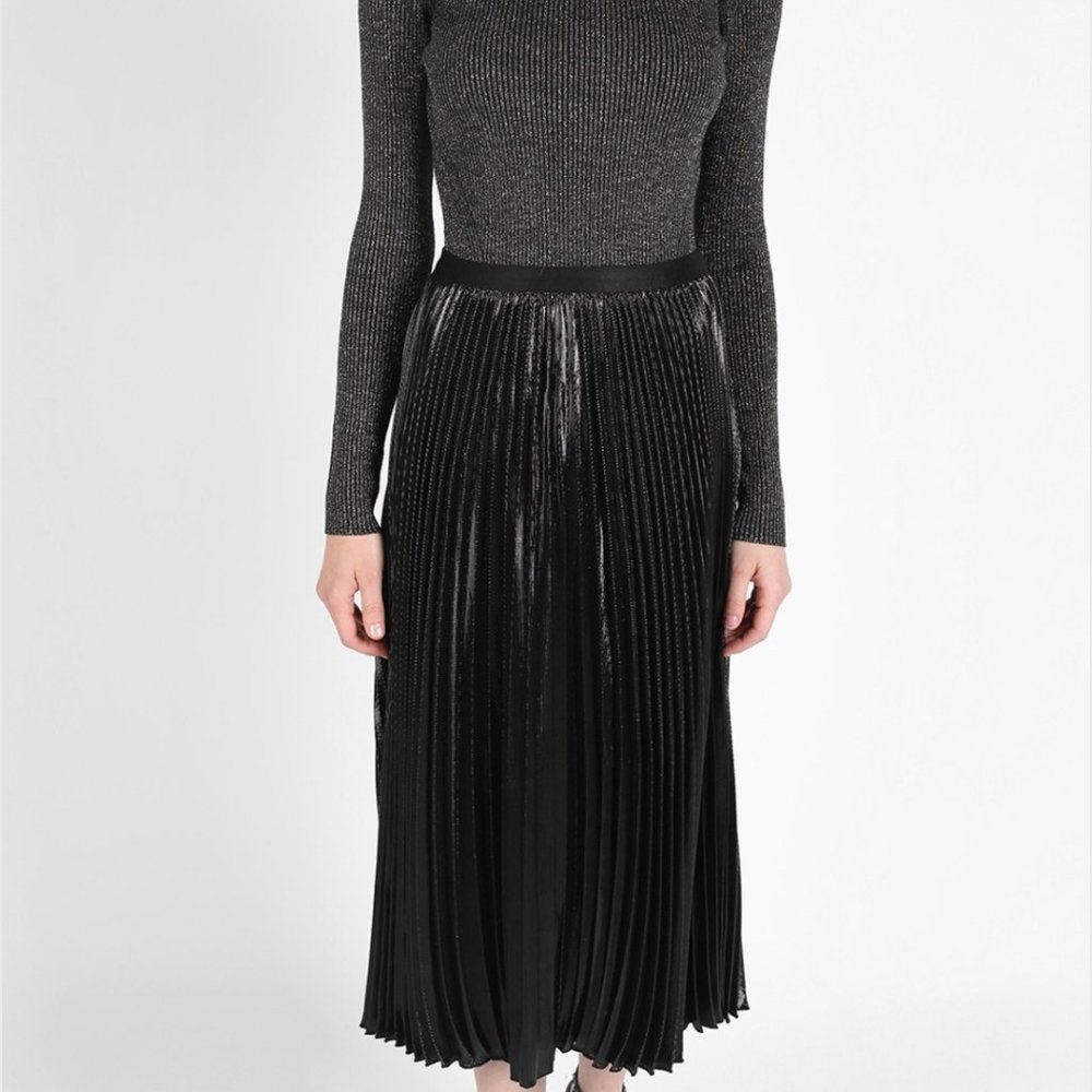Diane Von Furstenberg  Heavy Lurex Accordion Pleated Metallic Skirt